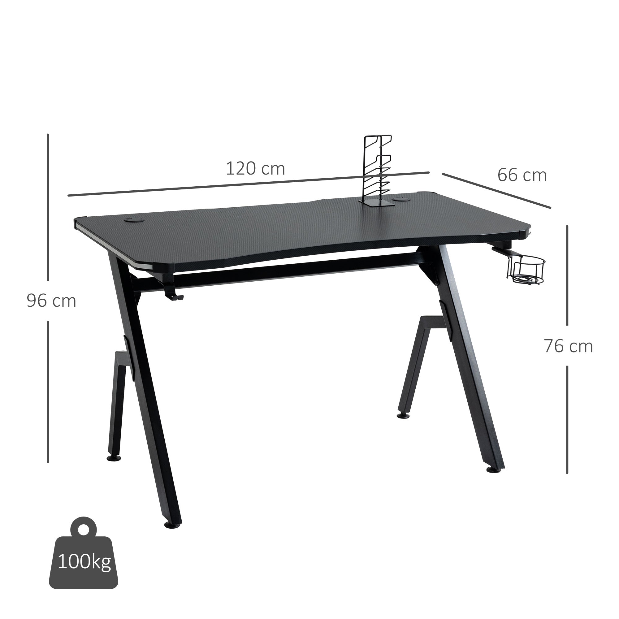 Gaming Desk Racing Style Home Office Ergonomic Computer Table Workstation with RGB LED Lights in Black | HOMCOM-1